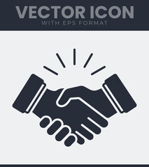 Obraz premium Professional business handshake icon representing partnership agreement success cooperation deal and teamwork between two partners in a flat black silhouette. Vector illustration