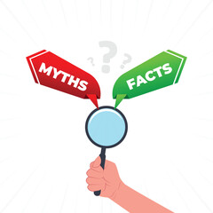  Facts vs myths illustrations, myths vs facts design template,  myths vs facts for media social post
