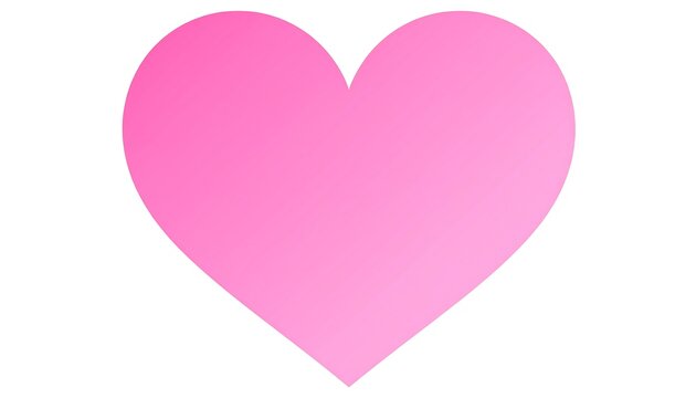 A large pink heart, softly shaded from a darker edge to a lighter center, set against a clean white background