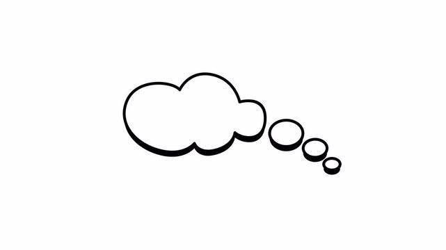 Thinking Cartoon Cloud Sequential Thought Dots Effect animated with alpha channel transparent background video 4K