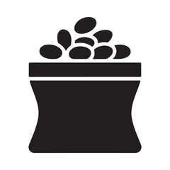 A simple black and white illustration of a treasure chest overflowing with coins © MUZIHID CREATION