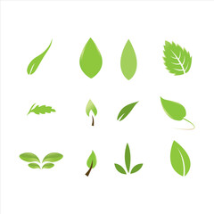 Collection of various green leaf icons.