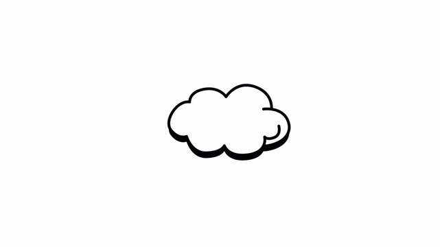 Thinking Cartoon Cloud Minimal Soft Thought Bubble animated with alpha channel transparent background video 4K