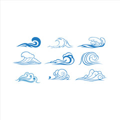 Obraz premium Collection of various wave graphics and icons.