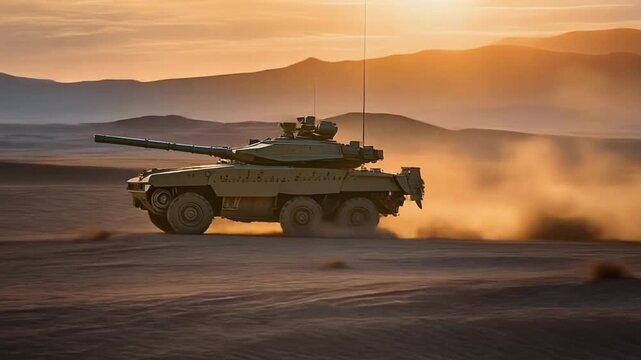 Centauro Tank Destroyer Maneuvering in Desert Landscape.