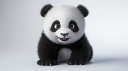 Adorable cartoon panda cub with big eyes and fluffy fur