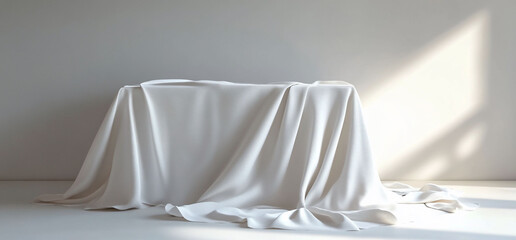 White Draped Cloth Minimalist Product Display Background
