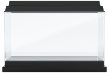 Aquarium with lid, front view, transparent background