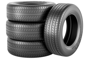 Stack of automobile tires, transparent background