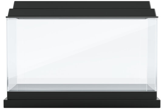 Aquarium with lid, front view, transparent background