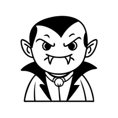 Obraz premium Cartoon Black and White Vampire with Angry Face