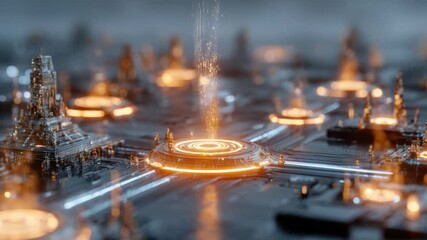 Digital Network: A futuristic cityscape, interconnected by glowing pathways, symbolizes the intricate nature of digital networks and technology - Powered by Adobe