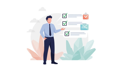 Professional Businessman Examining and Managing Checklists for Project Success and Task Completion