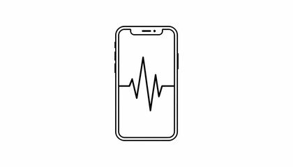 Smartphone with heartbeat rhythm on screen