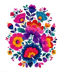 Vibrant floral arrangement with bold colors and intricate petal details