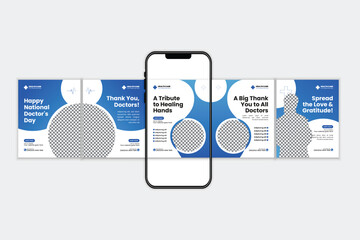Doctors Day Appreciation carousel Post design template for Medical Professionals