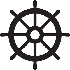 Obraz premium Ship Steering Wheel Silhouette Vector illustration