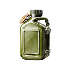 Green military-style water canteen with handle and strap