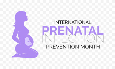 Prenatal Infection prevention month is observed every year in February. Minimal healthcare awareness illustration showing a mother and infant connected through protective care. Banner poster, flyer.