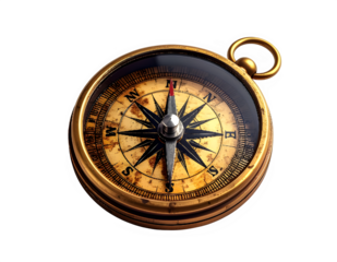 Vintage Brass Pocket Compass with Luminous Dial.