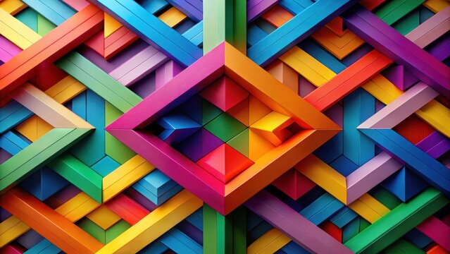 Geometric shapes intertwined with vibrant colors - Powered by Adobe
