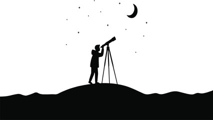 Stargazing Telescope Night Sky Astronomy Silhouette
