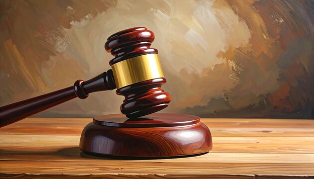 Wooden Gavel on Sounding Block, Courtroom Symbol