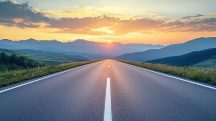 Road to horizon at sunset