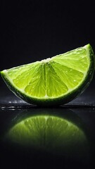 Fresh Lime Slice on Dark Background