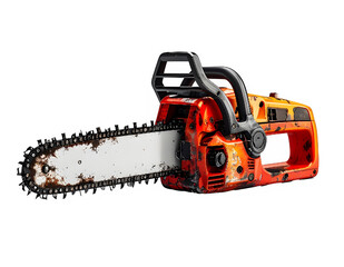Naklejka premium Chainsaw Power Tool with Sharp Chain and Handle.