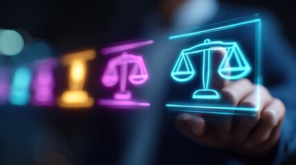 Scales of justice concept on transparent