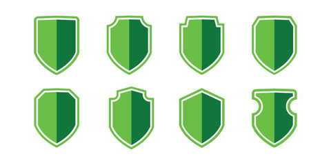 Protective shield icon set.