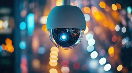 Security camera close up night city