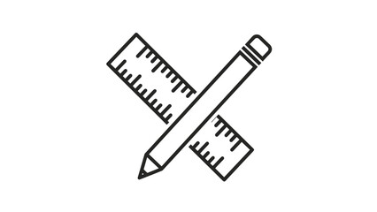 Pencil and Ruler Illustration Design Elements.