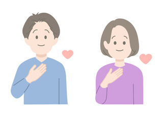 安心ポーズの男女　イラスト