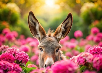 donkey ears on pink flowers
