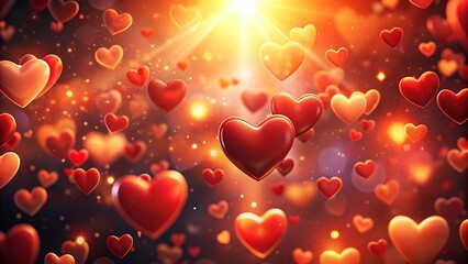 Floating Hearts in Warm Glow