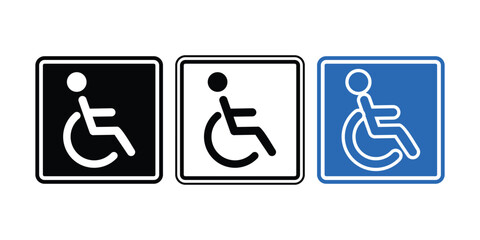 Disability wheelchair icon symbol set