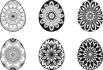 Mandala Egg Silhouette Vector Set Ornamental Patterns