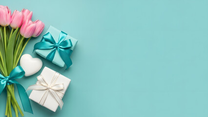 Valentine's day and mother's day gift ideas with love background