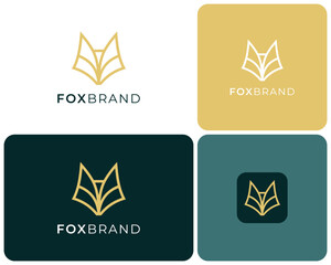 Fox Head Abstract Line Art Outline Style Luxury Elegant Concept Vector Logo Design Illustration