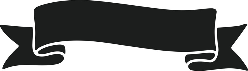 Black ribbon silhouette vector graphic with white background banner shape