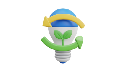 Light bulb with green plant