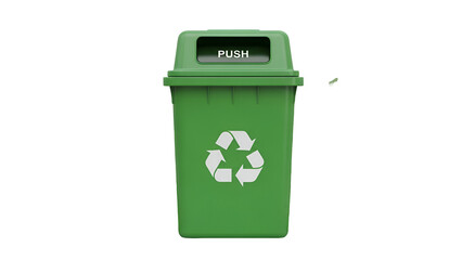 Green recycling bin with push lid