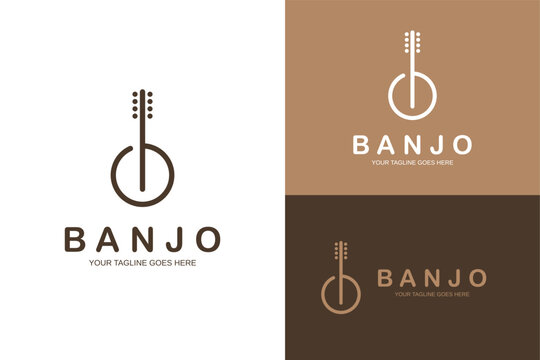 banjo string instrument letter b simple flat minimalist sound musical