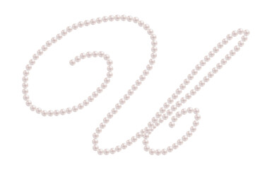 White Pearls Alphabet Letter U Luxury Text Design Vector Illustration.