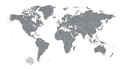 Fototapeta premium Gray map with country borders on white background countries