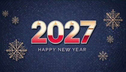  2027 Happy New Year Background Design. Greeting Card, Banner, Poster. Vector Illustration.