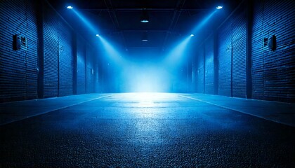 A dark empty street, dark blue background, an empty dark scene, neon light, spotlights The a.jpg
