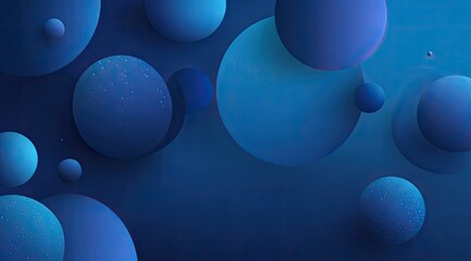 Floating blue spheres, a geometric abstract with soft light and dark contrasts